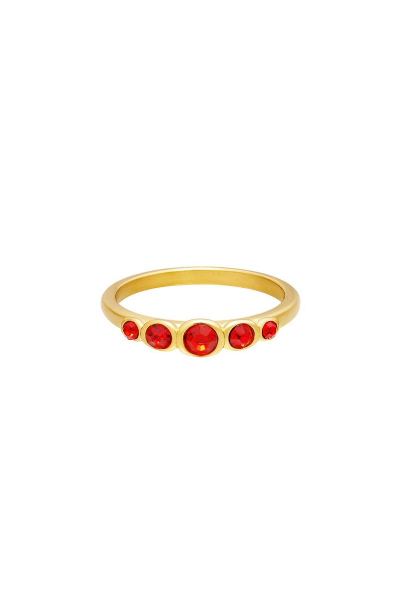 RVS ring zirkoon glans Rood Stainless Steel 18