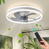 Lampe de ventilateur de plafond MiShar - Lampe Smart - 6 modes - Intensité variable - Wit - Grijs - Ventilateur de lustre - Ventilateur de lustre - Lampe de salon - Lampes de ventilateur