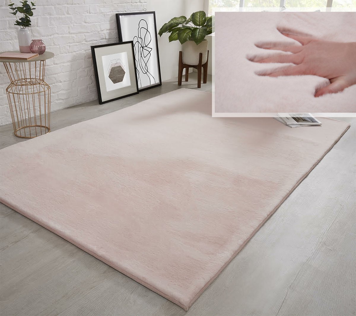 Flycarpets Fluffy Hoogpolig Super Zacht Effen Vloerkleed - Roze - 160x230 cm