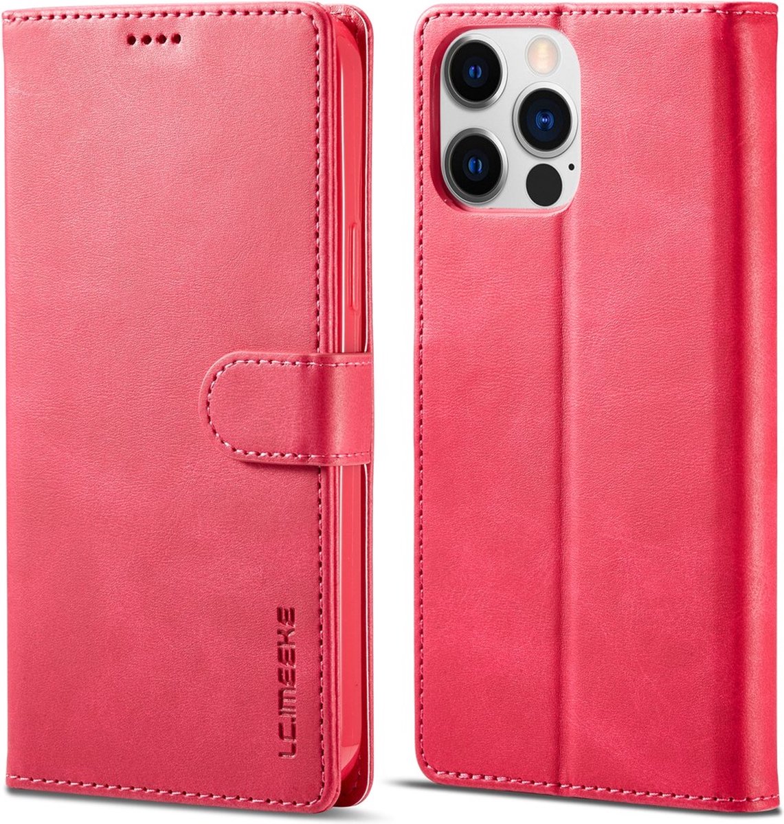 LC.IMEEKE Wallet Case Portemonnee Hoesje voor iPhone 15 Pro - Roze