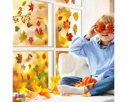 Statische raamsticker herfst bladeren | Statische Raamfolie | Dubbelzijdig bedrukt | Tuin | Poster | Raamdecoratie | Raamfolie | Woonkamer | Huis inrichting | Stickerkamer®
