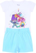 Witte en mintkleurige zomerpyjama met delicate Trolls buffetten