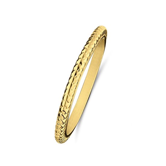 Lucardi Dames Stalen goldplated ring bolletjes - Ring - Staal - Goudkleurig - 16 / 50 mm