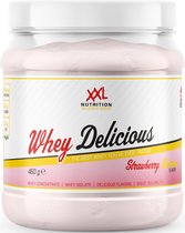 XXL Nutrition - Whey Delicious - Aardbei Banaan - Wei Eiwitpoeder met BCAA & Glutamine, Proteïne poeder, Eiwit shake, Whey Protein - 450 gram