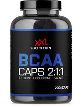 XXL Nutrition - BCAA Caps 2:1:1 - Leucine (4) Isoleucine (1) Valine (1) - Essentiële Aminozuren - 1000mg BCAA's per Capsule - 200 Capsules