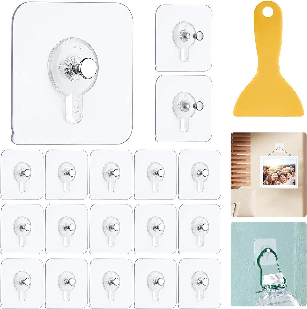 Fotohangers, 8 stuks zelfklevende spijkers zonder boren