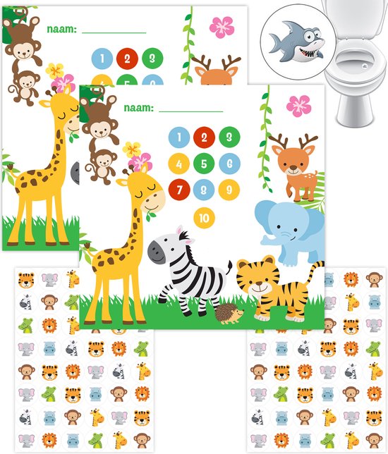 Jungle plassticker & beloningskaart met stickers
