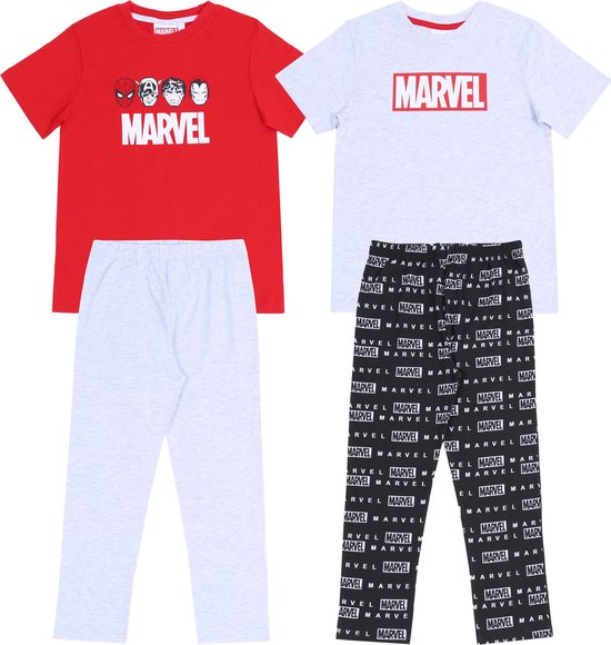 2 x grijs en rood MARVEL pyjama