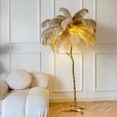 Wise® Veren Lamp - Staand - Wit - Goud - Woonkamer - Struisvogel.