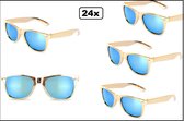 24x Blues brother bril goud met spiegelglas goud - Festival thema feest party fun Blues brother bril