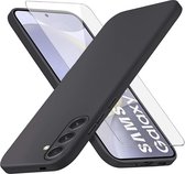 Geschikt voor Samsung Galaxy S24 Plus 5G - Dun Zacht TPU Siliconen - 1 Stuk Screenprotector - Back Cover Hoesje - Zwart