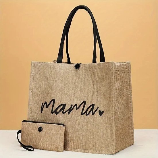 Maman Bag avec mini portefeuille [shopper][sac en jute][sac à bandoulière][cadeau fête des mères][Di Messa]