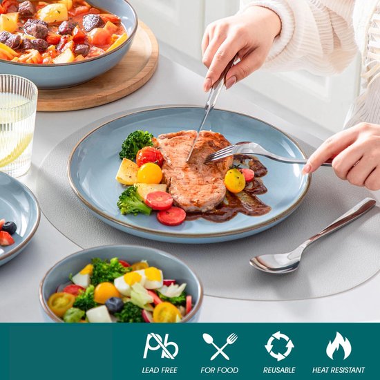 Service de table de Luxe LBB – 32 pièces – 8 personnes – Porcelaine – Service d'assiettes – Assiettes plates – Assiettes à dessert – Bols – Mugs – Bols – Nymphe