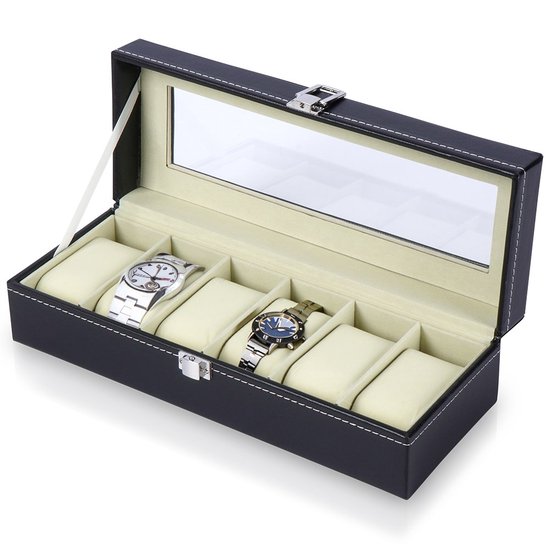 Horlogebox Zwart 30,5x11,5x8 cm - Horlogedoos - Horloge Box - Doos voor Horloges - Opbergdoos