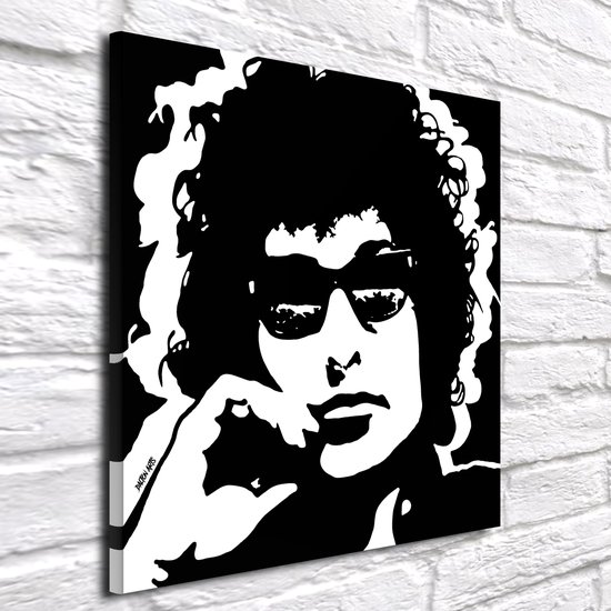 Pop Art Bob Dylan - Canvas Print - op dennenhouten kader - 60 x 60 x 2 cm - Wanddecoratie