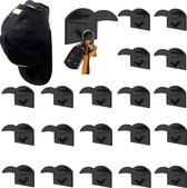 20 stuks hoedenstandaard voor baseballpetten, hoedenhaken voor de muur, hoedenkettinghouder, hoedendisplay, hoedenorganizer voor sjaal, riem, haarbanden, hoofdtelefoons, zelfklevend, niet boren (zwart)