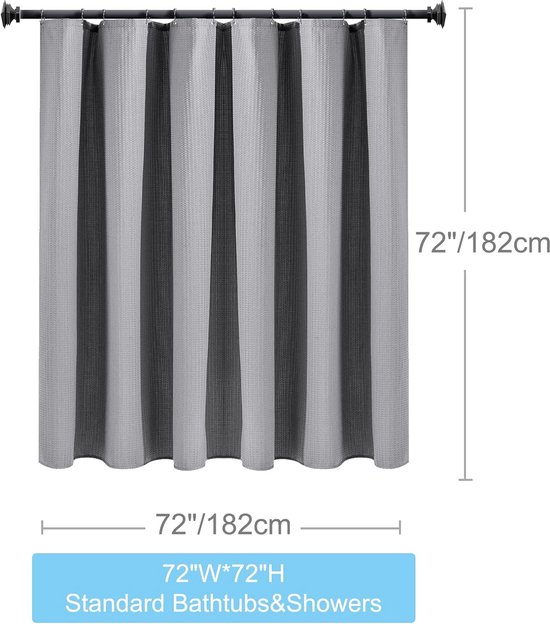 Tenda Da Doccia Aiyufeng In Tessuto 3D Geometrico - Bianco E Tortora 182x182 Cm - Con 12 Ganci Inclusi