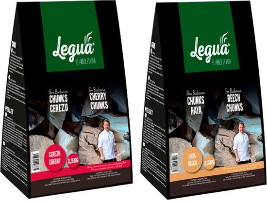 Legua - Voordeelpakket Rookchunks Kersen- en Beukenhout- duurzaam geproduceerd - 2 zakken a 2,5 kg!