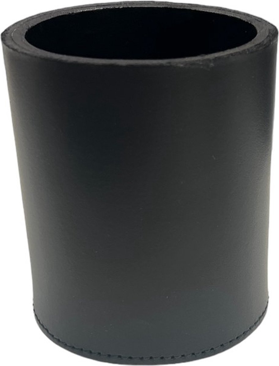 COLMAN PENNENBAKJE ROND DIAMETER 8 CM ZWART LEDER