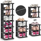 Schoenenrek met 7 niveaus, zwarte schoenenkast, verticaal, ruimtebesparend, schoenenorganizer, opbergrek, vrijstaand schoenenorganizer voor vloer- en vloermeubels, hal, slaapkamer, woonkamer