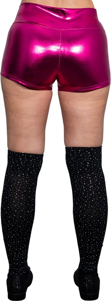 Glanzende hotpants - fuchsia - donker roze - 34 - festival — afbeelding 2