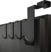 Premium deurhaken in set van 4 - zwarte deurhaken om op te hangen aan de binnenkant, deurkapstok binnen - kledinghaken deur binnenzijde, deurhaak achterkant met hoge draagkracht