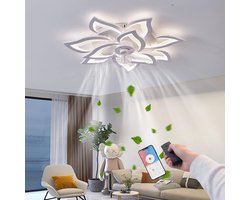 10 Lotus Ventilator Lamp - Plafondventilator - Smart Lamp - Met Dimmer - 3 Standen Ventilator - Keuken Lamp - Woonkamerlamp - Moderne lamp