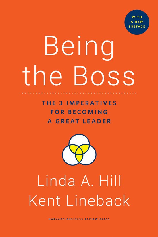 Livre 'Being the Boss' avec une couverture orange, texte blanc et un symbole. Avec "With a new preface" dans un petit cercle bleu.