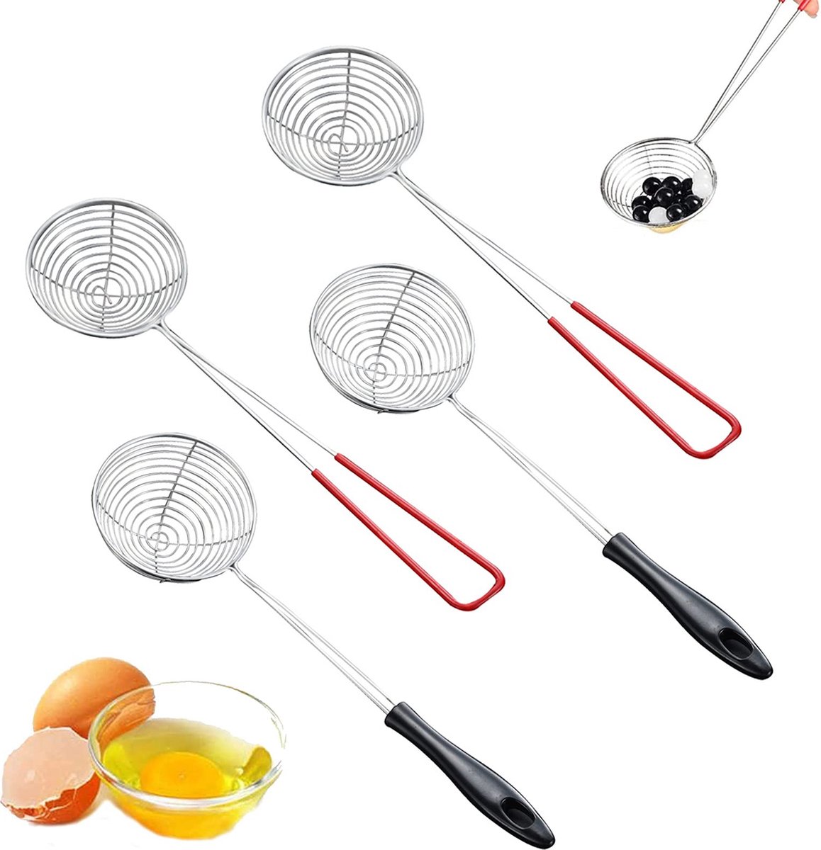 8 Stuks Schepnet Voor Fondue-zeef - Roestvrijstalen Keukenzeef Scheplepel Zeef Met Handgrepen Fijnmazig Roestvrijstalen Spin Zeeflepel Schuimspaan Hot Pot Kookgerei Voor Het Koken