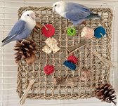 Vogelspeelgoed, papegaai speelgoed, vogel foerageren muur speelgoed met hangende haak, eetbaar zeegras geweven klimmen hangmat mat met kleurrijke kauwspeelgoed 30cm* 30cm