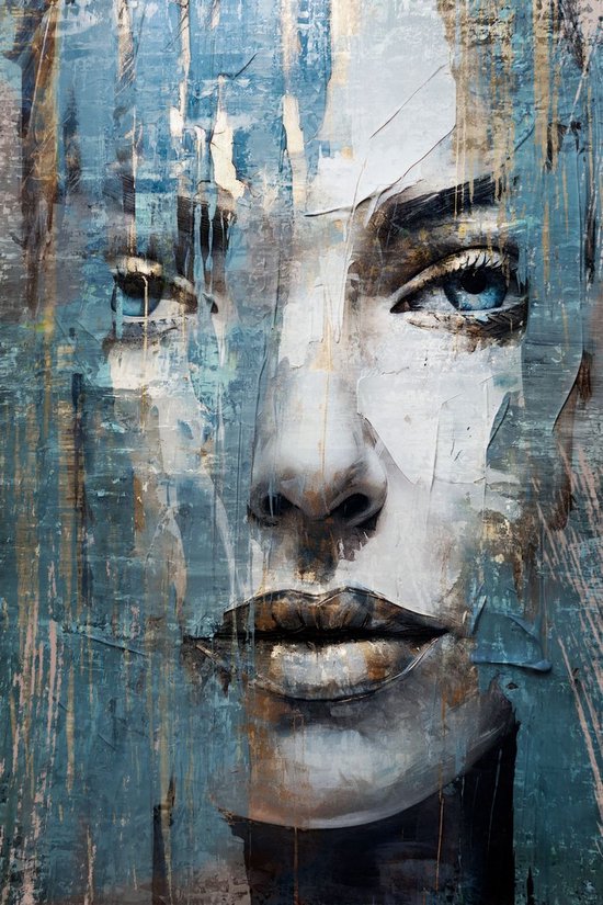 Painted Woman I - 100cm x 150cm - Fotokunst op akoestisch schilderij | Wanddecoratie