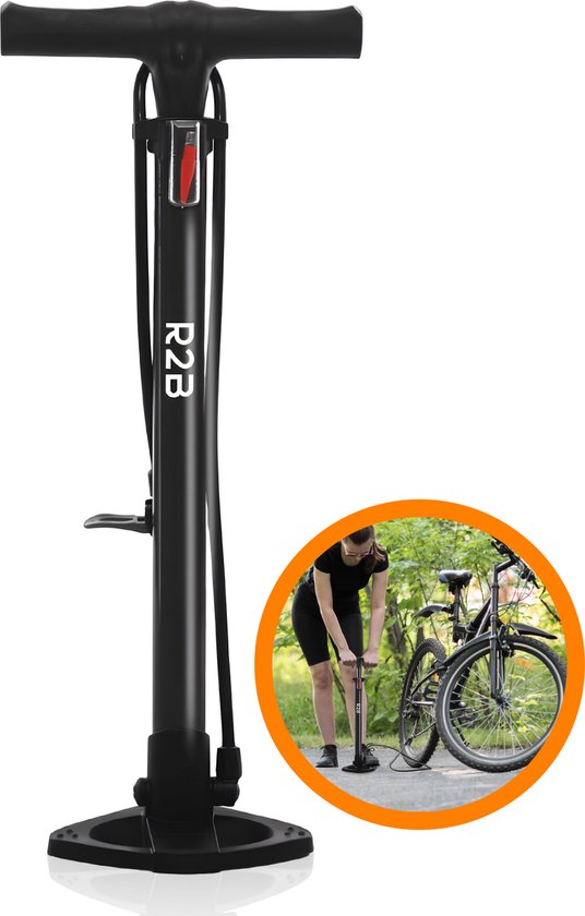 Pompe à vélo R2B® sans manomètre - Tête de valve double - Incl. Fixation pour Balles et matelas pneumatiques - Pompes à vélo - pompe