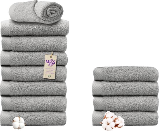 Miss Towels - Hotelhanddoek - Grijs - 50x100 - 8+4 Bundel