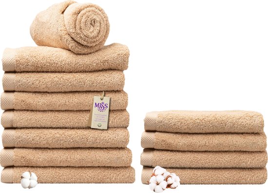 Miss Towels - Hotelhanddoek - Zandkleurig - 70x140 - 8+4 Bundel