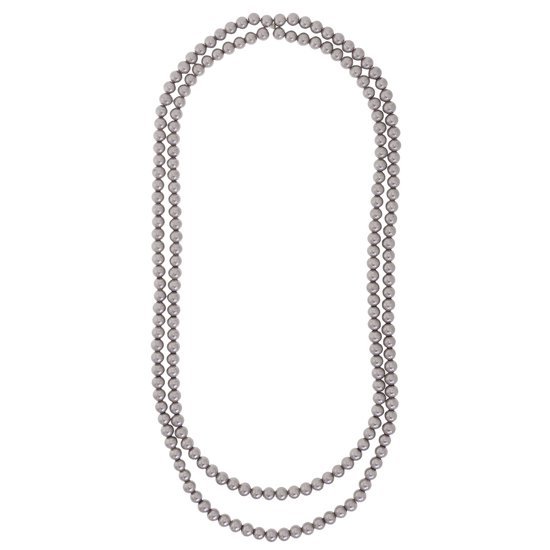 Behave - Collier de perles - Grijs - Perles de verre - 150 cm de long