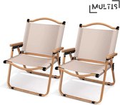 Multis Campingstoelen - Kampeerstoel - Tuinstoelen - Klapstoel - Strandstoel - Inklapbaar - Set van 2 - Lichtgewicht - Beige