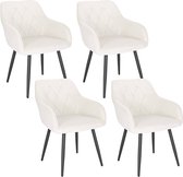Rootz Set van 4 Eetkamerstoelen - Keukenstoelen - Fluwelen stoelen - Ergonomische Ondersteuning - Luxe Comfort - Stevig en Stabiel - Crèmewit - Fluweel + Metaal - Zitting: 44cm x 42,5cm, Zithoogte: 46,5cm, Rugleuning: 39cm, Armleuning: 62cm