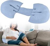 Zwangerschapskussen: Zwangerschapskussen U-vormig voedingskussen Comfortkussen Zijslaperkussen voor volwassenen Verwijderbaar hoofdkussen Wasbaar lichaamskussen Zwangerschapskussen (blauw)