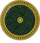 Mozaïektafel uit Marokko - Ster-groen-geel - Rond -M60-20