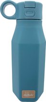 Mabebi - Drinkfles met kliksysteem 350 ml - Lekvrije drinkfles voor kinderen - Waterfles voor onderweg - Siliconen drinkfles met rietje - Schoolbeker - Premium blauw