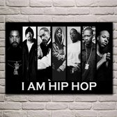 Allernieuwste.nl® Canvas Schilderij HipHop Rappers Ice Cube Snoop Dogg Tupac Shakur - 60 x 90 cm - Zwart Wit