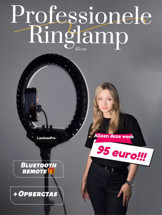 Foto: Luminexpro 18 45cm led ringlamp met statief van 2m verstelbaar telefoonhouder draagzak en bluetooth remote 45 cm youtube tiktok instagram vlogging fotografie ringlamp met statief ring lamp 18 inch ringlight ring light