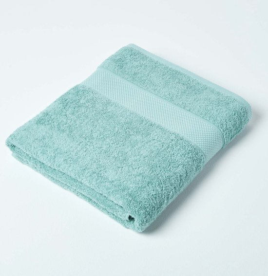 Homescapes Drap de bain 100% coton Vert menthe, 100 x 150 cm