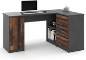 AZ Home Greg - Hoekbureau Donkergrijs - Old Wood - Rechts - Kantoor bureau