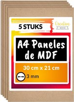 Creative Deco 5 x A4 MDF - Plaat | 300 x 210 x 3 mm | Perfect voor Lasersnijden, CNC - Frezen, Modelleren, Freeswerk, Figuurzagen