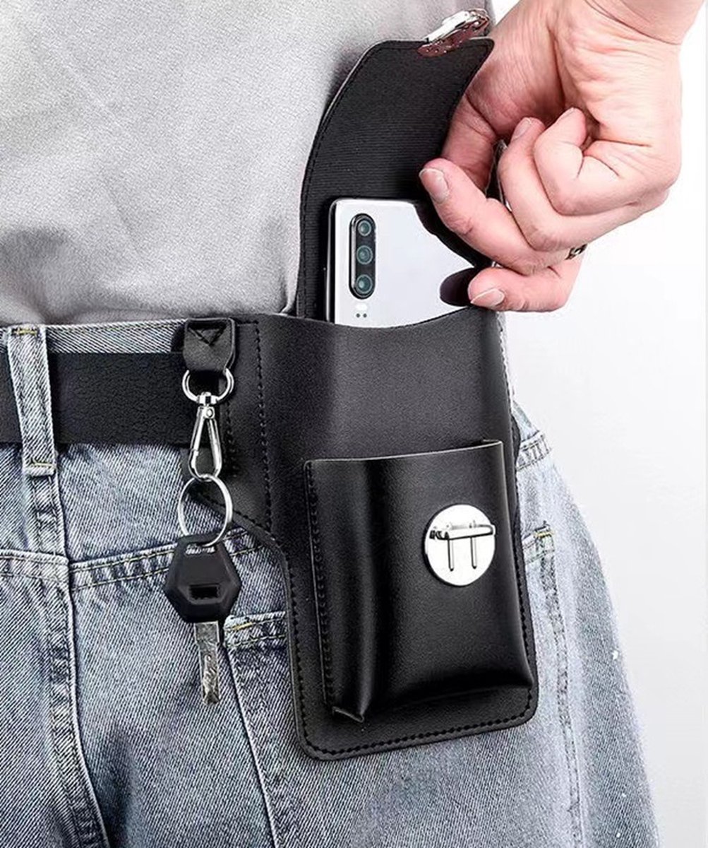 Herenheuptas voor mobiele telefoon, universele telefoontas met riemclip, 16,9 cm, kleine heuptassen, compacte riemtas, tas, tailletas, telefoontas, riem, sportportemonnee met lus en karabijnhaak
