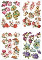 Feuilles 3D - Feuilles d'impression - Fleurs et Vogels - Fabrication de cartes - 21x30cm - 4 feuilles