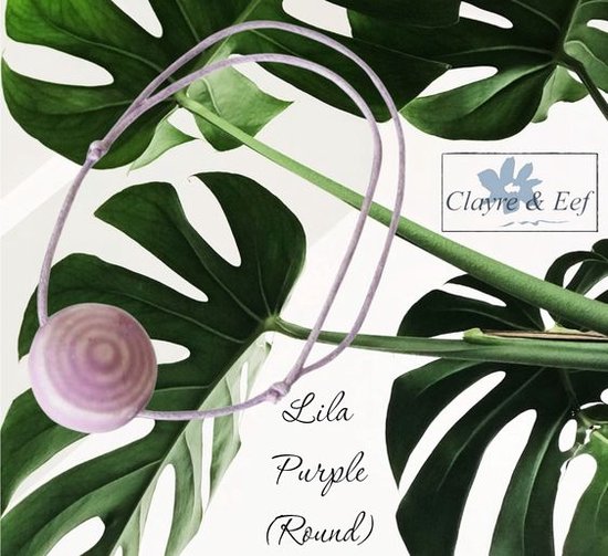 Clayre & Eef - Adjustable armband - Lila Purple – Rond - Hand Made Keramiek – volwassenen jeugd – unisex – casual feest