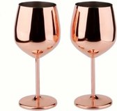 2 stuks RVS roestvrijstaal wijnglazen - kleur Roze - chic voor bruiloft, kerst of cadeau - onbreekbaar - sterk en duurzaam - drankjes langer koel