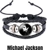 Allernieuwste.nl® Armband Michael Jackson - Muziek Legende Popstar icoon - Dames Heren Armbanden Unisex - leder - 26 cm